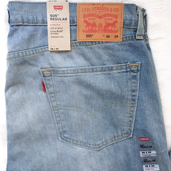 505 Regular Fit Straight Light Wash Stretch Jeans - Picture 2 of 8